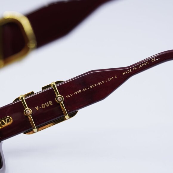 Valentino V-DUE VLS-103B Sunglasses Bordeaux Cat Eye Frame, Dark Brown Lenses main image 4